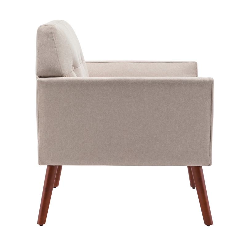 Pemberly Row Accent Chair in Beige Fabric with Solid Wood Legs