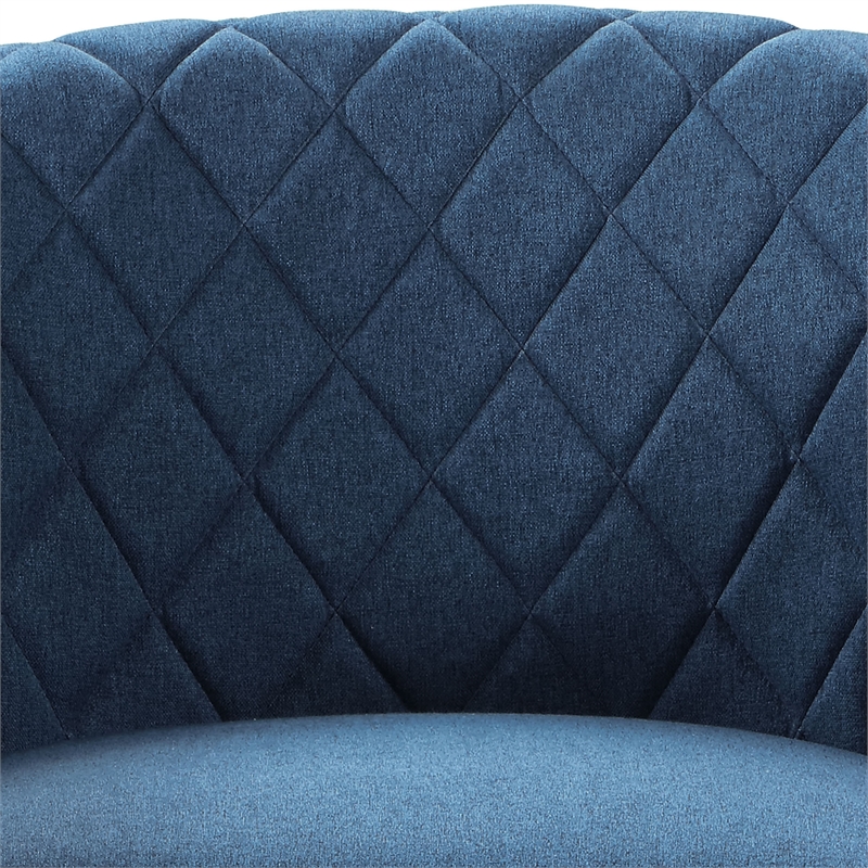 Pemberly Row Modern Accent Chair with Ottoman in Blue Fabric