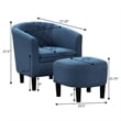 Pemberly Row Modern Accent Chair with Ottoman in Blue Fabric