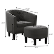 Pemberly Row Modern Accent Chair with Ottoman in Gray Fabric