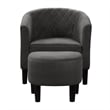 Pemberly Row Modern Accent Chair with Ottoman in Gray Fabric