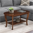 Pemberly Row Oval Coffee Table with Shelf in Espresso Wood Finish