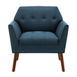 Pemberly Row Accent Chair in Blue Fabric with Solid Wood Legs