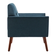 Pemberly Row Accent Chair in Blue Fabric with Solid Wood Legs