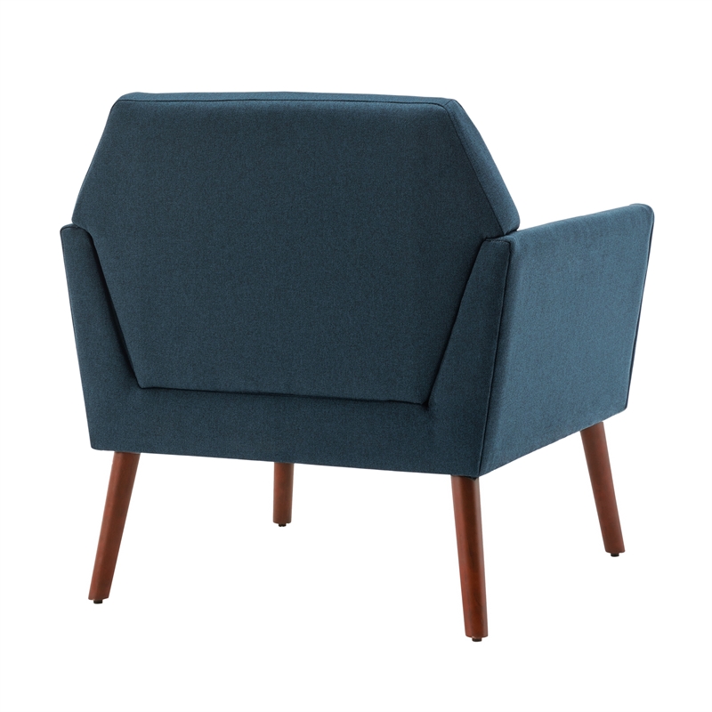 Pemberly Row Accent Chair in Blue Fabric with Solid Wood Legs