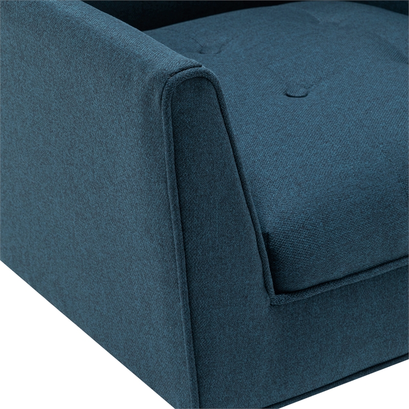 Pemberly Row Accent Chair in Blue Fabric with Solid Wood Legs