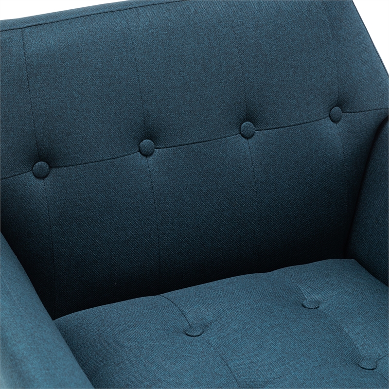 Pemberly Row Accent Chair in Blue Fabric with Solid Wood Legs