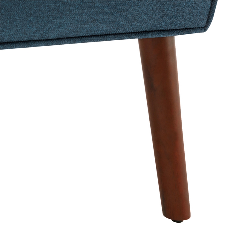 Pemberly Row Accent Chair in Blue Fabric with Solid Wood Legs