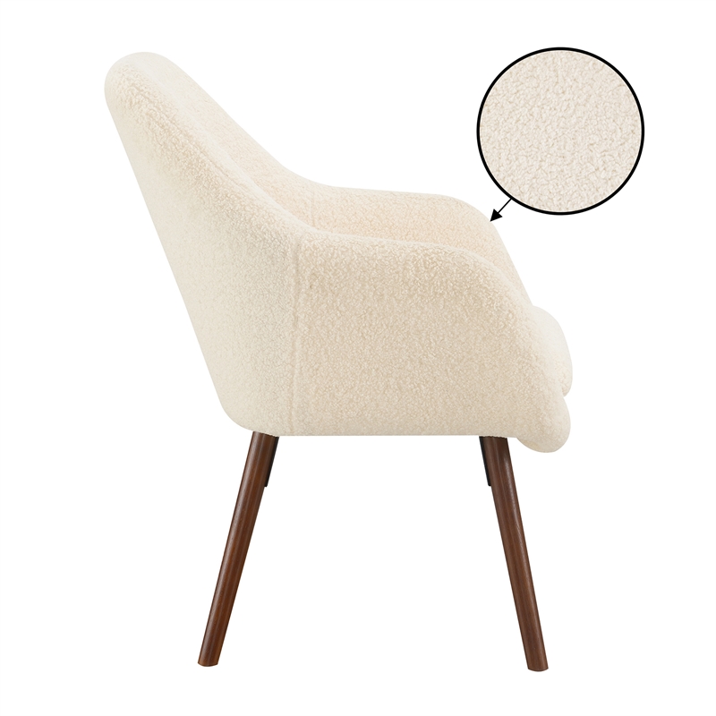 Pemberly Row Modern / Contemporary Accent Chair in Ivory Fabric