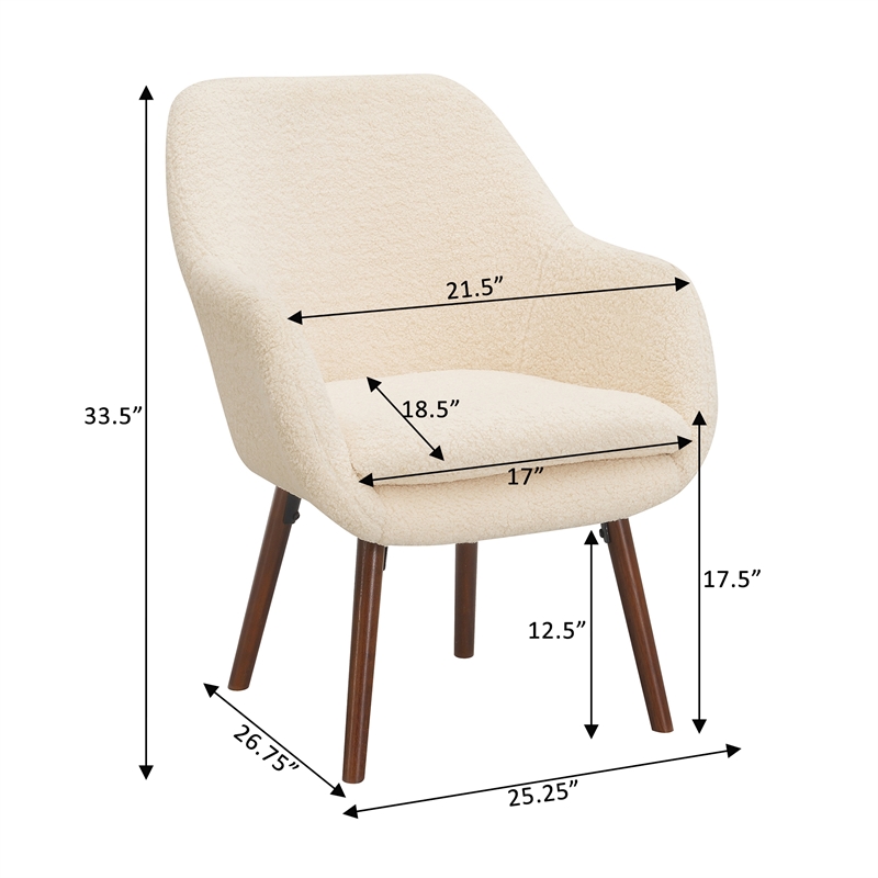 Pemberly Row Modern / Contemporary Accent Chair in Ivory Fabric