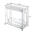 Pemberly Row Chrome Metal Faux Marble Mirrored Bar Cart with Shelf