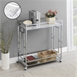 Pemberly Row Chrome Metal Faux Marble Mirrored Bar Cart with Shelf