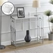 Pemberly Row Chrome Metal Faux Marble Glass Hall Table with Shelf