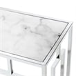 Pemberly Row Chrome Metal Faux Marble Glass Hall Table with Shelf