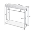 Pemberly Row Chrome Metal Faux Marble Glass Hall Table with Shelf