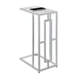Pemberly Row Contemporary Chrome Metal Faux Marble C End Table
