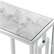 Pemberly Row Contemporary Chrome Metal Faux Marble C End Table