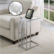 Pemberly Row Contemporary Chrome Metal Faux Marble C End Table