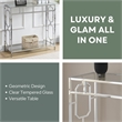 Pemberly Row Modern Chrome Metal and Glass Hall Table with Shelf
