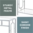 Pemberly Row Modern Chrome Metal and Glass Hall Table with Shelf