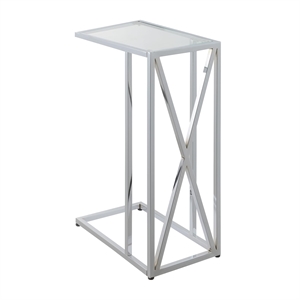 Pemberly Row Contemporary Chrome Metal and Glass C End Table