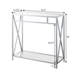 Pemberly Row Modern Chrome Metal Glass Hall Table with Shelf