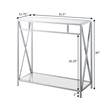 Pemberly Row Modern Chrome Metal Glass Hall Table with Shelf