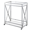 Pemberly Row Contemporary Chrome Metal Glass Bar Cart with Shelf