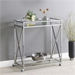 Pemberly Row Contemporary Chrome Metal Glass Bar Cart with Shelf