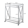 Pemberly Row Contemporary Chrome Metal Glass Bar Cart with Shelf