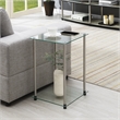 Pemberly Row Contemporary Classic Glass 2 Tier Square End Table