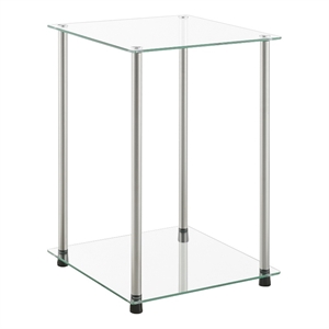 Pemberly Row Contemporary Classic Glass 2 Tier Square End Table