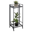 Pemberly Row Contemporary Two-Tier Tall Folding Black Metal Stand