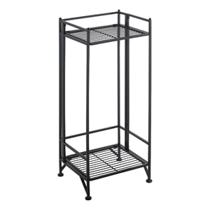 Pemberly Row Contemporary Two-Tier Tall Folding Black Metal Stand
