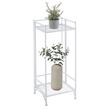 Pemberly Row Contemporary Two-Tier Tall Folding White Metal Stand
