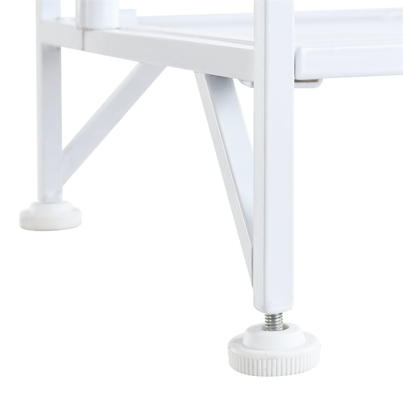 Pemberly Row Modern Three-Tier Ladder Folding White Metal Shelf