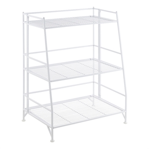 Pemberly Row Modern Three-Tier Ladder Folding White Metal Shelf