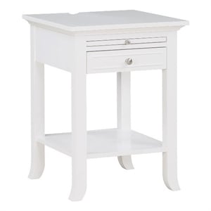Pemberly Row End Table with Charging Station in White Wood Finish