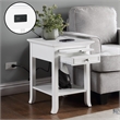 Pemberly Row End Table with Charging Station in White Wood Finish