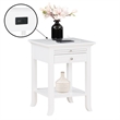 Pemberly Row End Table with Charging Station in White Wood Finish