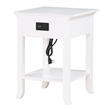 Pemberly Row End Table with Charging Station in White Wood Finish