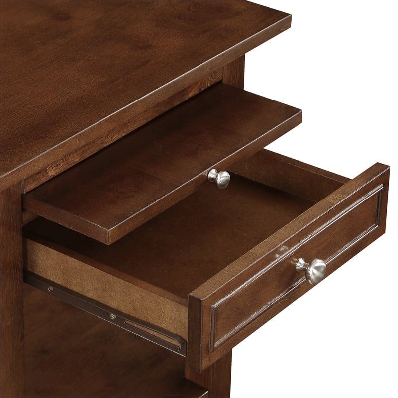 Pemberly Row End Table with Charging Station in Espresso Wood Finish