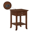 Pemberly Row End Table with Charging Station in Espresso Wood Finish