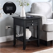 Pemberly Row End Table with Charging Station in Black Wood Finish
