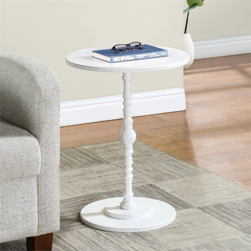 Pemberly Row Contemporary Spindle Table in White Wood Finish