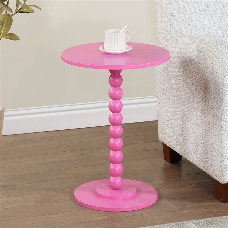 Pemberly Row Modern / Contemporary Spindle Table in Pink Wood Finish