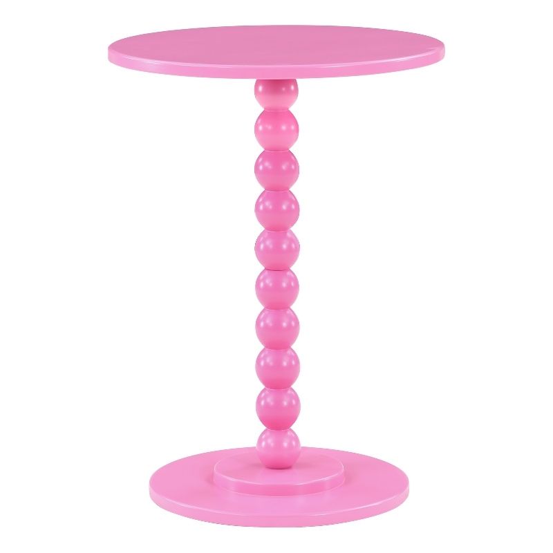 Pemberly Row Modern / Contemporary Spindle Table in Pink Wood Finish
