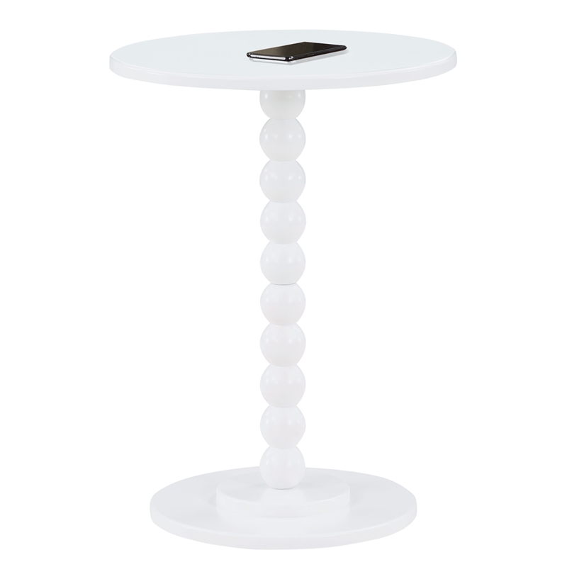 Pemberly Row Contemporary Spindle Table in White Wood Finish