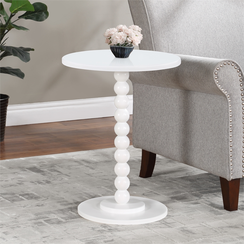 Pemberly Row Contemporary Spindle Table in White Wood Finish