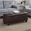 Pemberly Row Modern Storage Ottoman Bench in Espresso Faux Leather